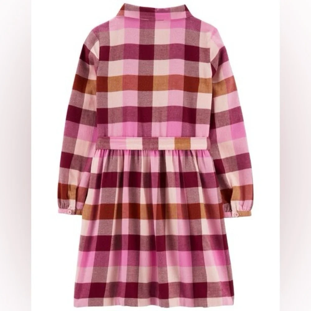 Carter's Pink and Brown Plaid Dress with Belt 100% Cotton